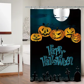 

Halloween Shower Thicken Curtain And Bath Mat Set Waterproof Cloth Bathroom Shower Curtain For Bathtub Art Decor Mildew Proof