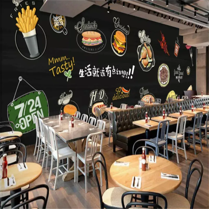 European And American Burger Western Fast Food Restaurant Snack Bar Background Mural Wallpaper Industrial Decor Wall Paper 3d Wallpapers Aliexpress