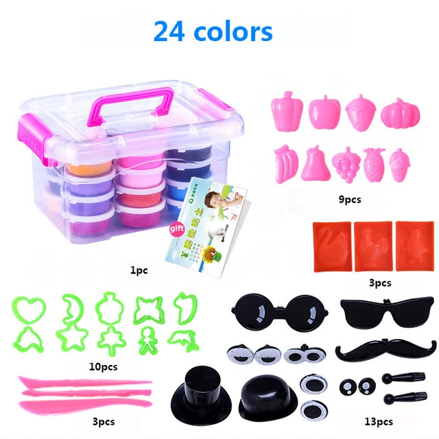 Kids Polymer Clay Super Light slime kit DIY Modelling Clay Slime Soft Intelligent Plasticine Learning Education Children For Toy - Цвет: 24 colors