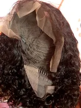 Mishell Rizado corto Bob-pelucas de cabello humano con encaje Frontal 13x4, prearrancado, para mujeres negras, peluca Virgin con ondas de agua profunda