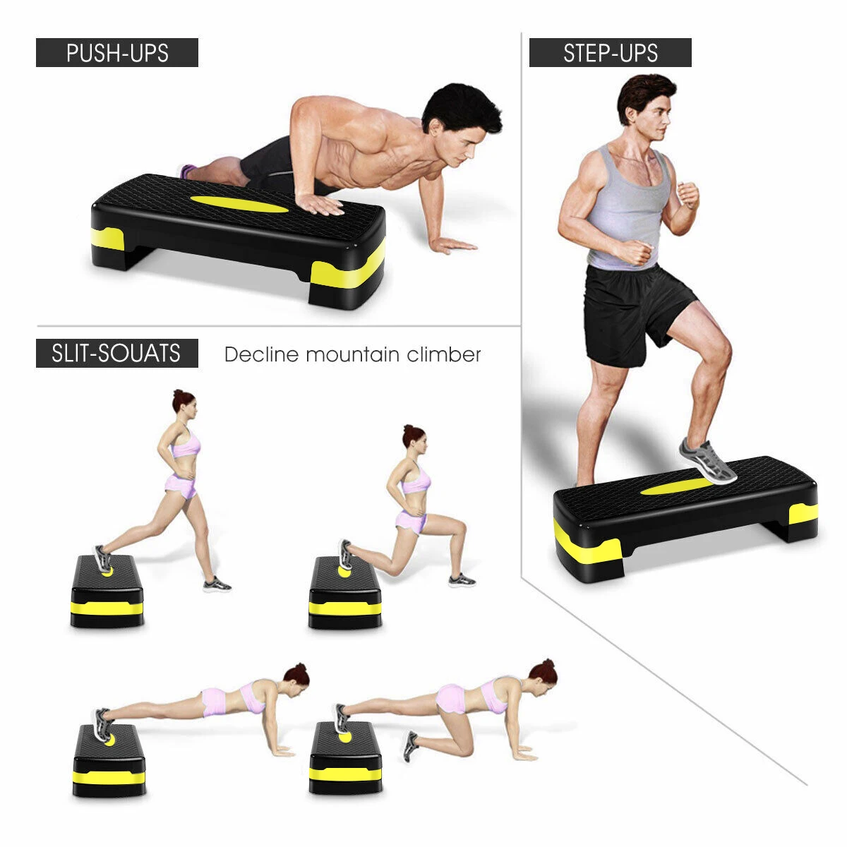 Adjustable Aerobic Step Exercise Stepper Cardio Yoga Workout Training Gym Board 