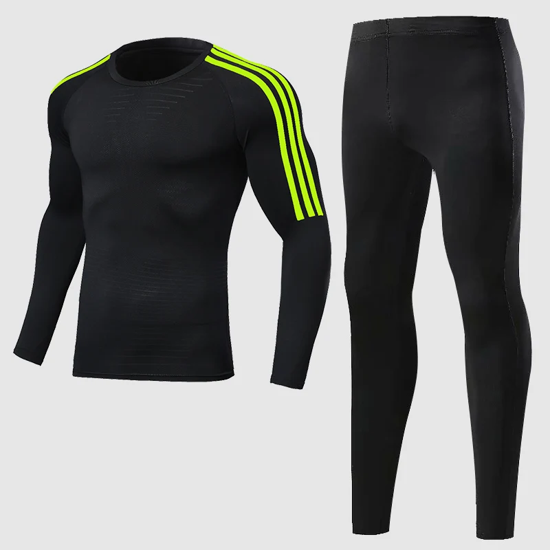 Мужской спортивный компрессионный комплект для бега, футболка+ штаны, облегающий, с длинным рукавом, для фитнеса, ММА, Рашгард, одежда для фитнеса, одежда для йоги - Цвет: 269-1006