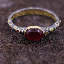 925 стерлингового серебра тайский Эмаль Красный Корунд женский браслет и браслет путешествия благородный темперамент Bangel Подарочное кольцо
