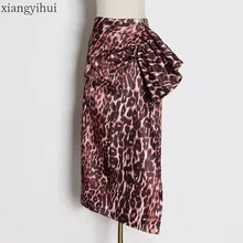 Женская сексуальная розовая леопардовая элегантная юбка, черная уличная модная женская юбка с высокой талией, асимметричная Тюлевая женская летняя длинная юбка