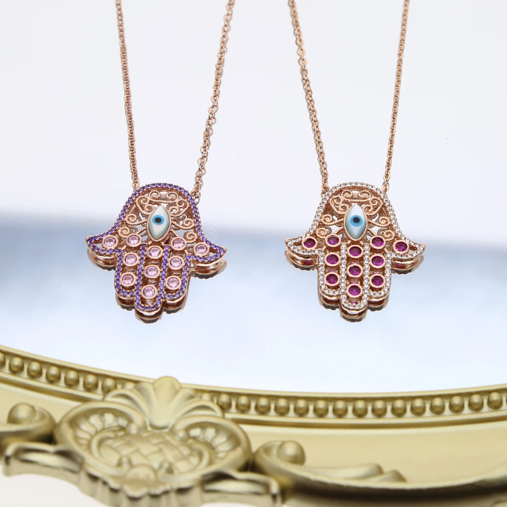 Цепочка Женская длинная под розовое золото 2020 пробы с кулоном сглаза|evil eye necklace|eye