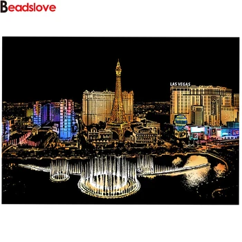 

Las Vegas Landscape 5d diamond painting full square round drill diy embroidery diamond art city night home decor