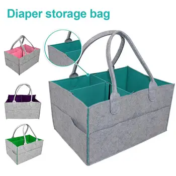 

Hot Portable Foldable Felt Cloth Diaper Storage Bag Multifunction Kids Clothes Handbag For Baby Diaper Organizer Mom Nappy Bags