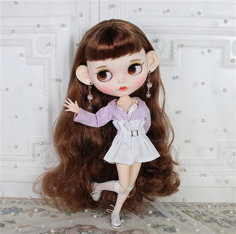 Одежда Blyth doll белый кружевной фиолетовый кардиган с высокой талией шорты и Костюмные носки для ледяной Licca