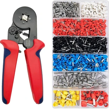 

Crimper Plier Set, 0.25-10mm² Self-Adjustable Ratchet Wire Crimping Tool with 1200 Wire Terminal Crimp Connectors and Wire End F