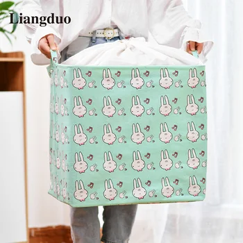 

Liangduo 75L/100L Folding Laundry Basket Dirty Clothing Storage With Drawstring Cover Basket For Children Toy Storage Organizer