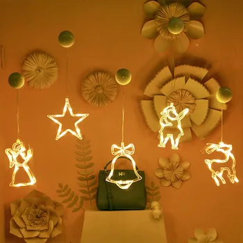 

Creative Suction Cup Light LED Christmas Decoration Christmas Tree Snowman Bells LED Light For Window New Year Decoration Light