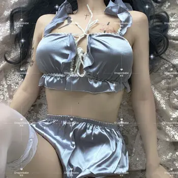 

Women Pajamas Set Sexy Lingerie Pajamas Women's Thin Underwear Set Tops Gauze Attractive Home Clothes Temptation Sleepwear