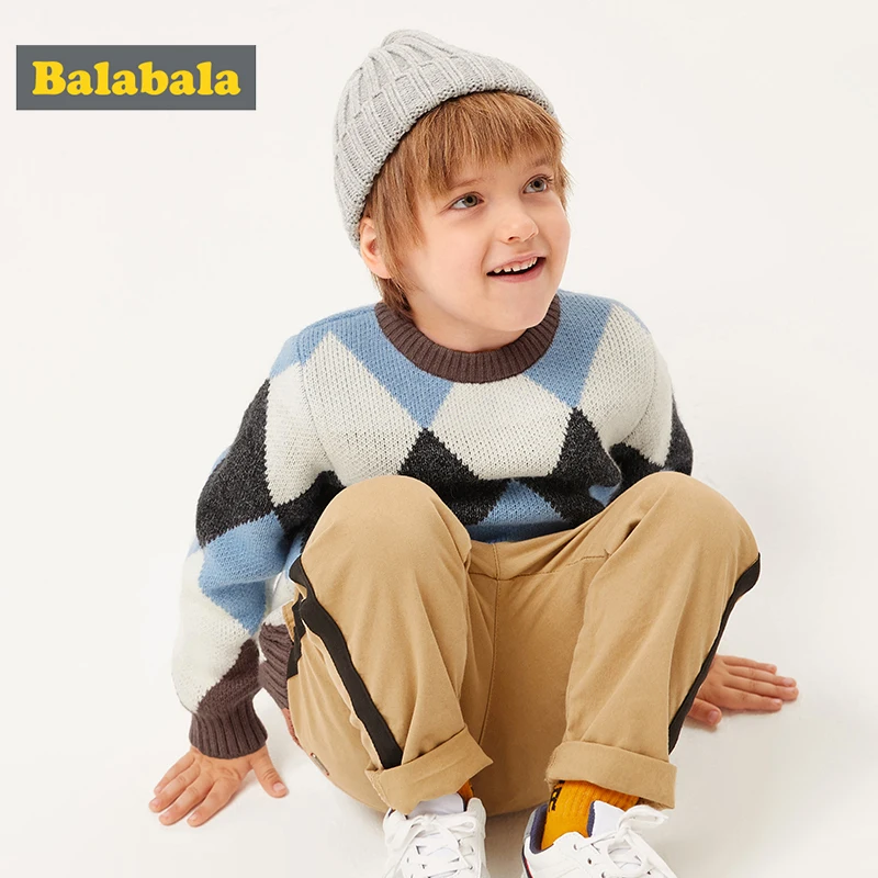 Balabala Boys sweater baby sweater autumn and winter new children's clothing sweater retro pullover