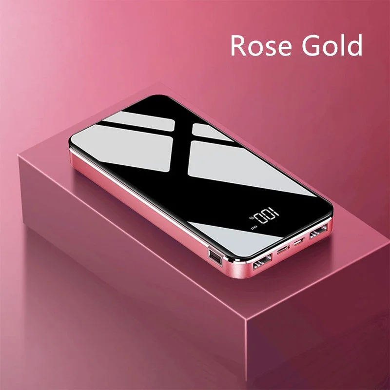 rose gold Xiaomi Mini power Bank 30000 мАч портативное зарядное устройство двойной USB power bank комплексный цифровой дисплей запасная батарея для сотового телефона - Цвет: rose gold
