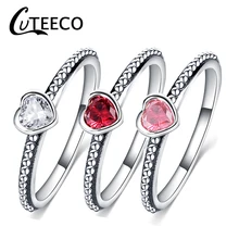 Cuteeco горячая Распродажа серебряные кольца с сердечком для женщин совместимы с оригинальным кольцом Pan подарок на день Святого Валентина ювелирные изделия