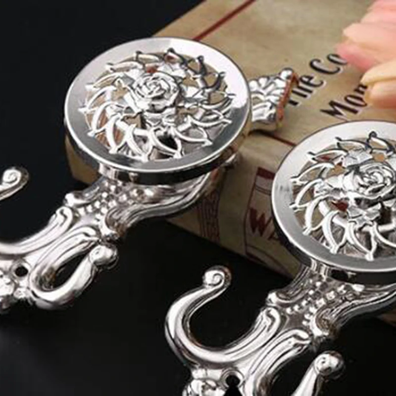 1 Pair Rose Flower Type Curtain Hook Curtain Decorative Accessories Towel Holder Hanger Wall Hook Tiebacks For Curtains