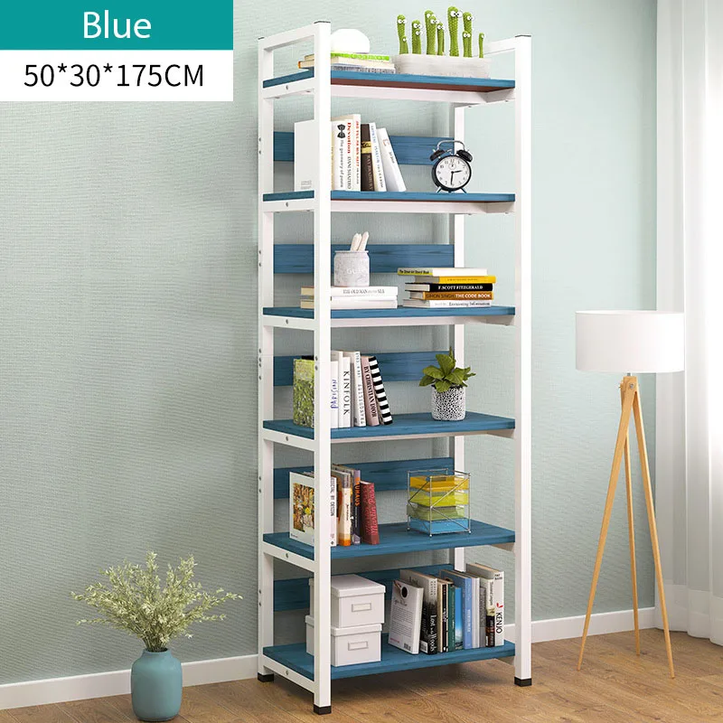 50cm-6L-blue Многослойная книжная полка напольная Книга в горшках, органайзер для хранения растений, книжный шкаф, полка для гостиной, домашняя мебель - Цвет: 50cm-6L-blue