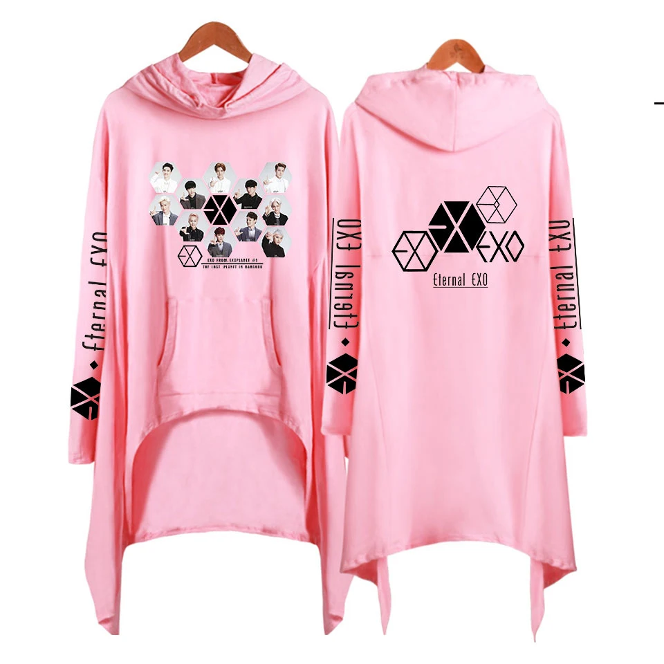 EXO Ablum Ulzzang толстовки Толстовка модная богемная Толстовка Женская длинная и свободная Женская Harajuku толстовки для девочек пуловеры