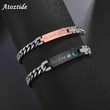 Atoztide браслет из нержавеющей стали для влюбленных женщин и мужчин, CZ камни, романтические браслеты, ювелирные изделия, подарок