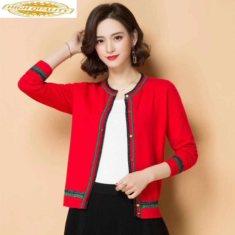 

2020 New Spring Cashmere Cardigan Short Women's Sweater Elegant Ladies Korean Knitted Red Coat Loose Casual Jacket Women