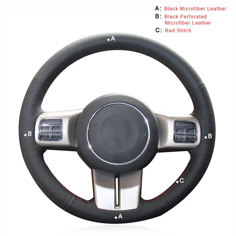 Microfiber Leather Авто оплетка на руле Крышка для Jeep Grand Cherokee 2011-2013 компас Вранглер Патриот 2011- Стильный чехол для автомобиля - Название цвета: Microfiber Leather