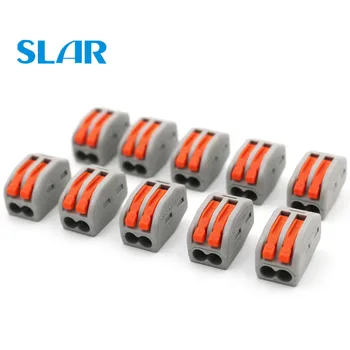 

10pcs/lot Wire Connector PCT-212 Universal Mini Fast Compact Wiring Cable Conductor Push-in Terminal Block Lever 0.08-2.5mm2