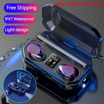 

Flashlight Bluetooth Earphones IPX7 Waterproof Sport Headphones Wireless Bass Earphone Stereo Hifi Noise Cancel with Power Bank