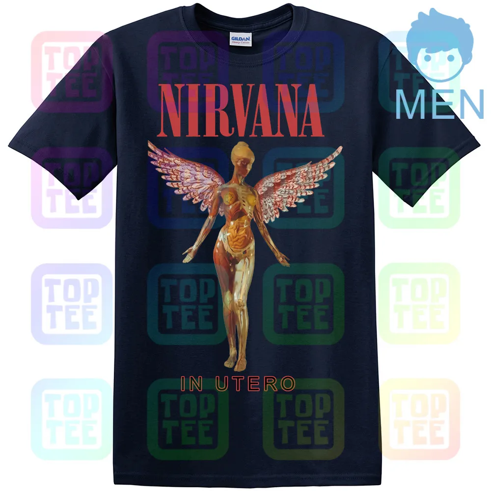 Футболка Nirvana-In Utero natur из хлопка Kurt Cobain - Цвет: MEN-NAVY