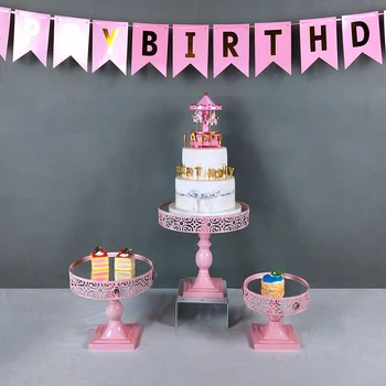 

Tobs pink cupcake stands wedding decoration iron metal cake display stand for dinnerware party baking tool