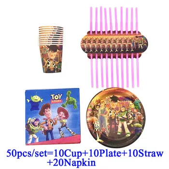 

Toy Story 4 Birthday party favors paper Plate Cups Napkin Straws for Kids boys buzz light year Theme baby shower Party supplies