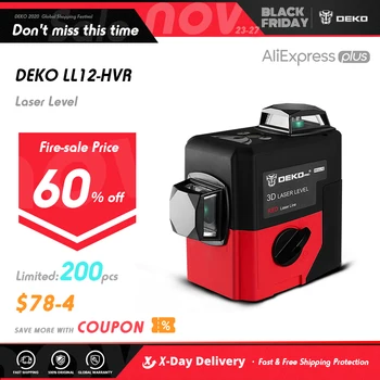 

DEKO Original LL12-HV 12Lines 3D Laser Level Self-Leveling 360 degre Horizontal & Vertical Cross Outdoor can use Detector