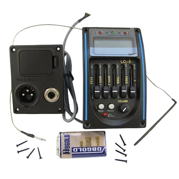 

5 Band Eq Preamp Piezo Amplifier Eq Equalizer Acoustic Electric Guitar Pickup Tuner With Lcd Tuner And Volume Control