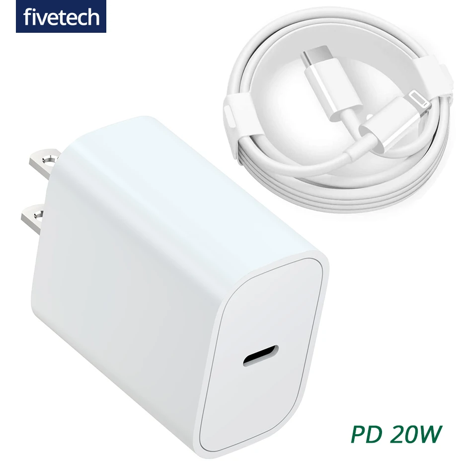 Fivetech USB C Cable for iPhone 12 Pro Max 11 XS XR X 8  20W PD Fast Charger for Macbook Pro EU US UK Plug USB Type C Data Cable charger 100w