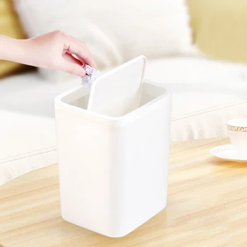 

Desktop Trash Can Small Mini Garbage Can Plastic Dustbin with Shake Cover for Home Office C44