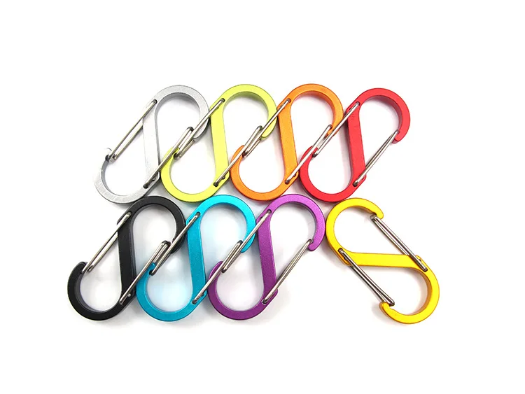 High Quality Rough S Type Carabiner 8 Word Buckle Small Aluminium Alloy QuickDraw Buckle EDC Two-Way Backpack Hook Clasp