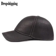 Solid color Retro sunscreen wide brim sun visors hat Winter Men Leather Casual Hat Thicken Middle-aged Hat Cap Topee kapelusz#ZD