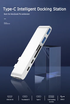 

New 7 In 1 USB-C Hub Type-C Aluminum Card Reader Adapter 4K HDMI Adapter Dock 2 Port USB3.0