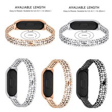 Универсальные умные ремешки для часов, блестящие бриллиантовые браслеты, 5,5-8,1 дюймов, ремешок для Mi Band 3/4, умный браслет, 3 цвета