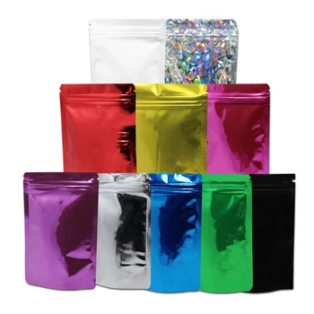 

8.5x13cm Stand Up Zip Lock Mylar Foil Bag for Chocolate Sugar Nuts Tea Package Metal Glossy Aluminum Foil Storage Zipper Pouches