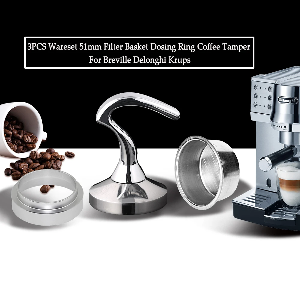 3 шт./компл. фильтр Breville Delonghi Krups 51 мм корзина для фильтра чашка кофе набор