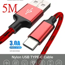 Egeedigi 3A Быстрая зарядка 5 м длинный usb type C кабель для samsung Xiaomi Redmi Note 7 Android USBC Micro USB шнур 8Pin для iPhone