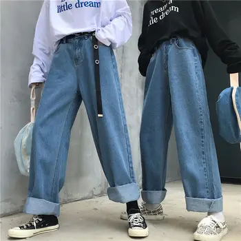 

High Waist Jeans Pants Women 2020 Boyfriend Jeans For Women Harajuku Denim Harem Pants Ladies Wide Leg Blue Jeans Pants
