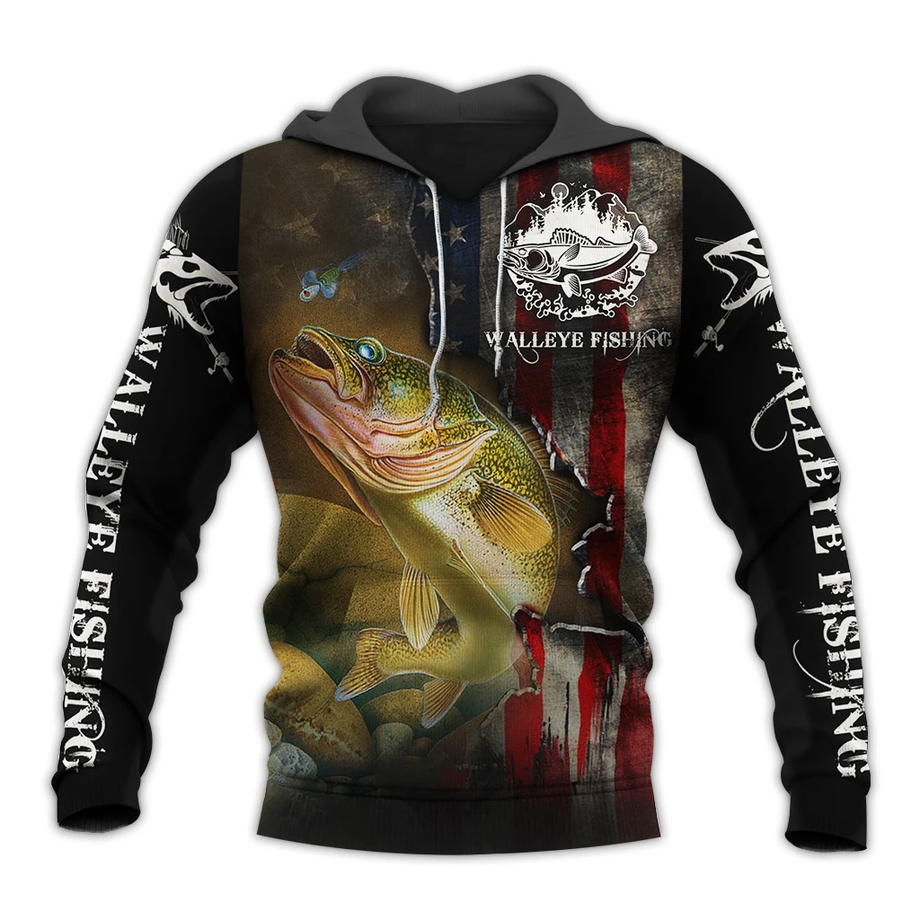 Walleye fishing hoodies Clearance