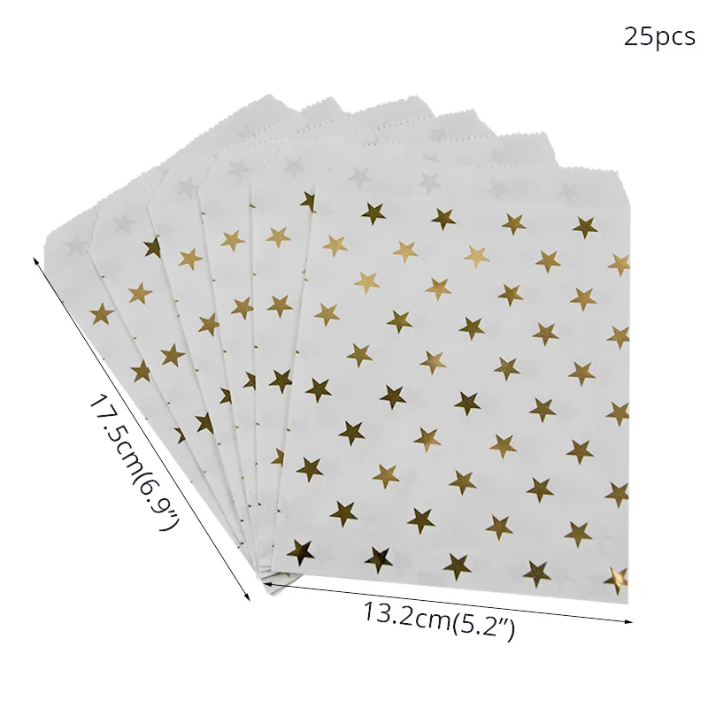 25pcs style E Подарочная сумка MEIDDING в Золотой горошек, в полоску, со звездами, для детей, на день рождения, для украшения вечеринки, для десерта, конфет, печенья, подарочные пакеты, Упаковочная полосатая коробка для конфет - Цвет: 25pcs style E