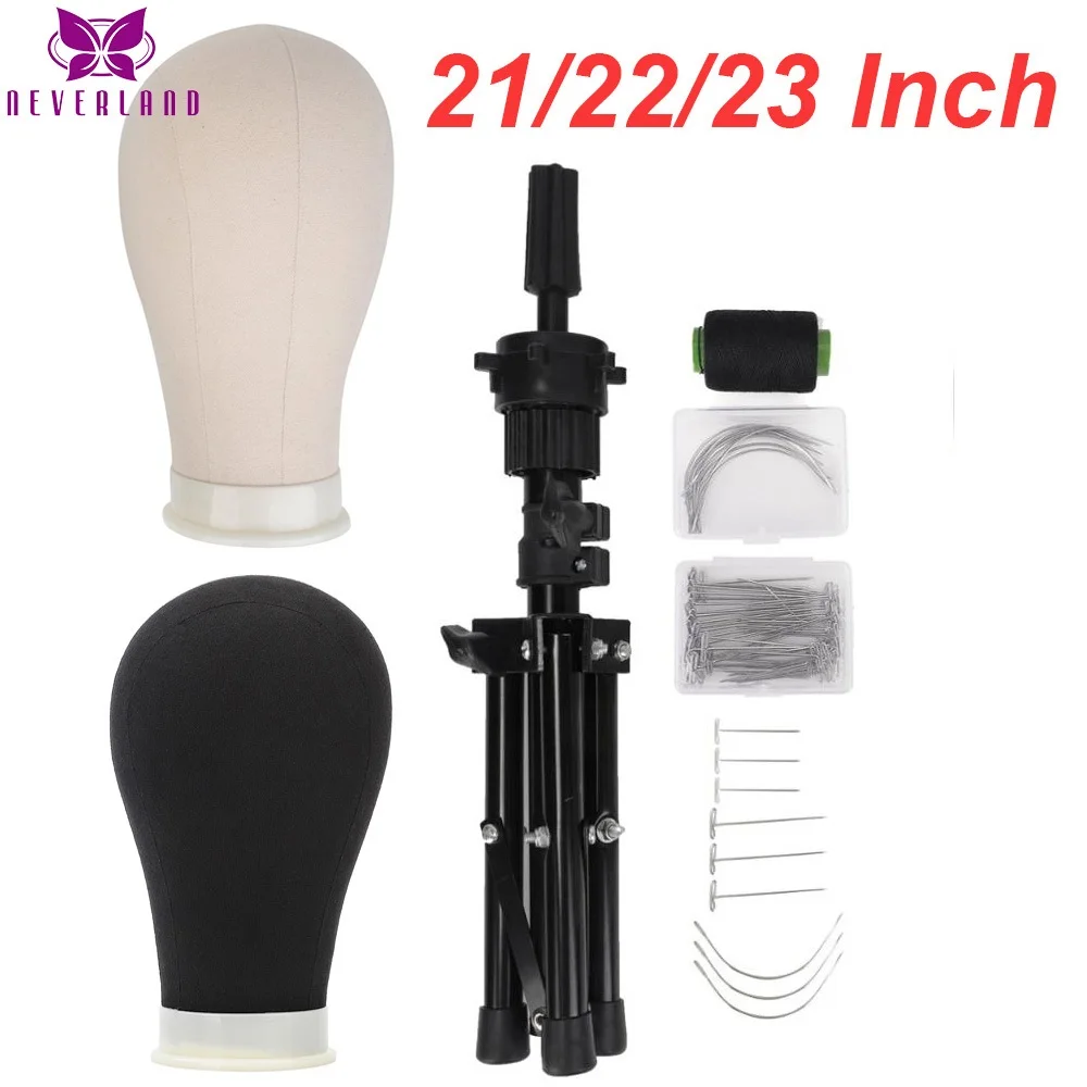 Mannequin-Head Block-Head Stand Wigs Training Canvas Display for with NEVERLAND 21/22/23inch