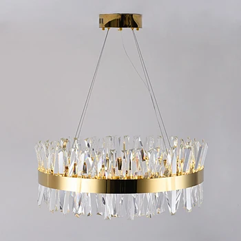 

Modern Luxury Gold Crystal Chandelier Lighting Round Chrome Led Chandeliers for Living Room Dining Room in The Hall Hanging Lamp