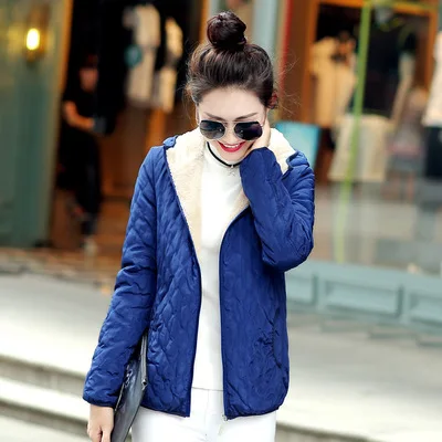 HEE GRAND/ флокированные парки, базовые куртки, 3XL, женские зимние меховые пальто с капюшоном, хлопковая Осенняя Свободная верхняя одежда с карманами, WWM1696 - Цвет: Wave-Navy blue