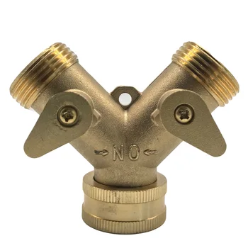 

3/4" Brass 2-Way Shut Off Coupling With Valve garden water tap splitter water hose connector irrigation copper joint