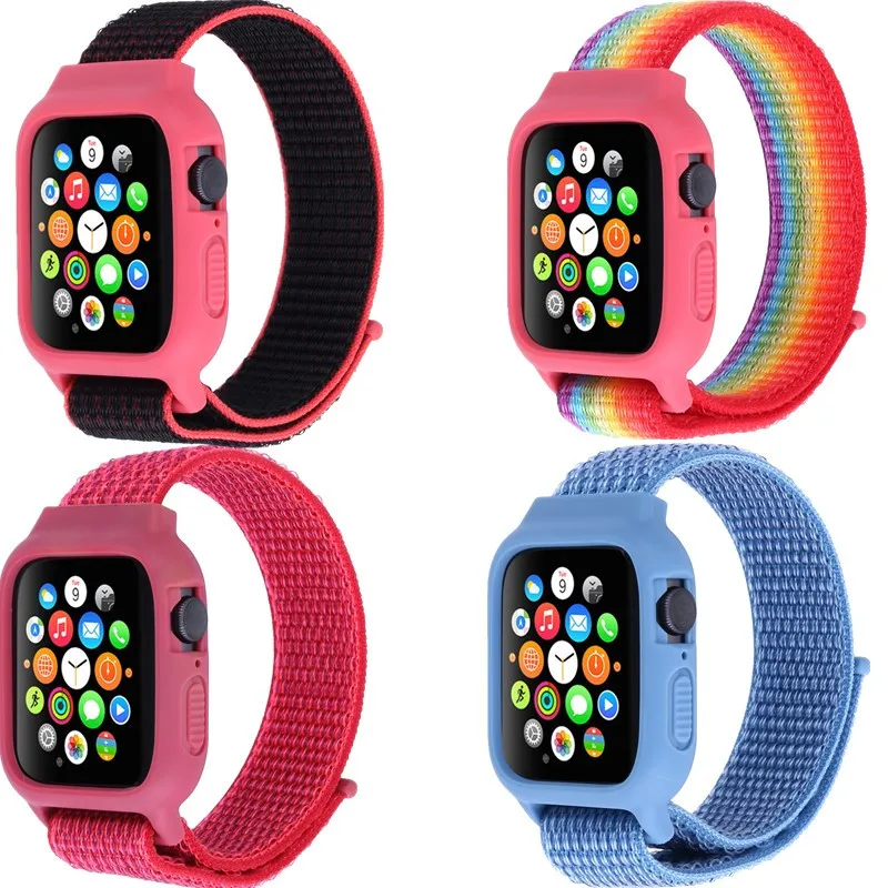 Спортивный нейлоновый браслет-петля для Apple watch band 4 5+ чехол 38 42 мм Сменные Ремешки для наручных часов аксессуары 40 44 мм для iwatch 3 2