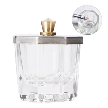 

2PCS Dustproof Nail Art Durable Mini Practical Crystal Cups Glass Cups Storage Boxes with Lids for Salon DIY Home Manicure
